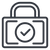 Lock icon with a check mark inside on a white background
