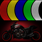 Multi-color reflective tyre rim stickers in red, yellow, blue, green, and white for cars and bikes, RoadPro Reflectives pack