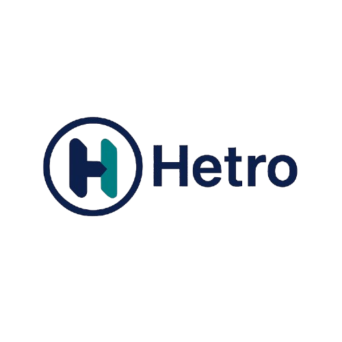 Hetro logo with a blue and green design on a white background
