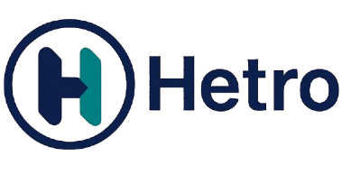 Hetro logo with a blue and green design on a white background